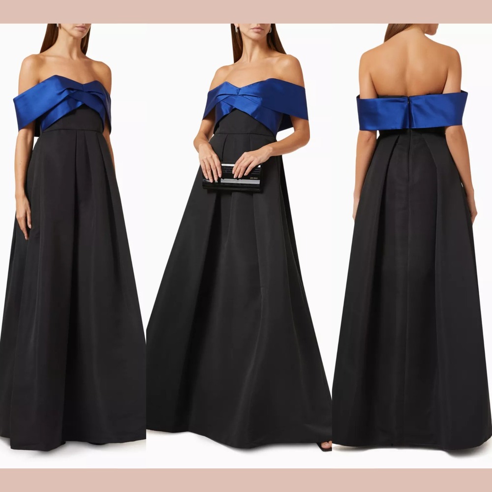 NWT $795 Sachin & Babi [ 0 ] Kelli Strapless A Line Gown‎ in Blue/Black J1510